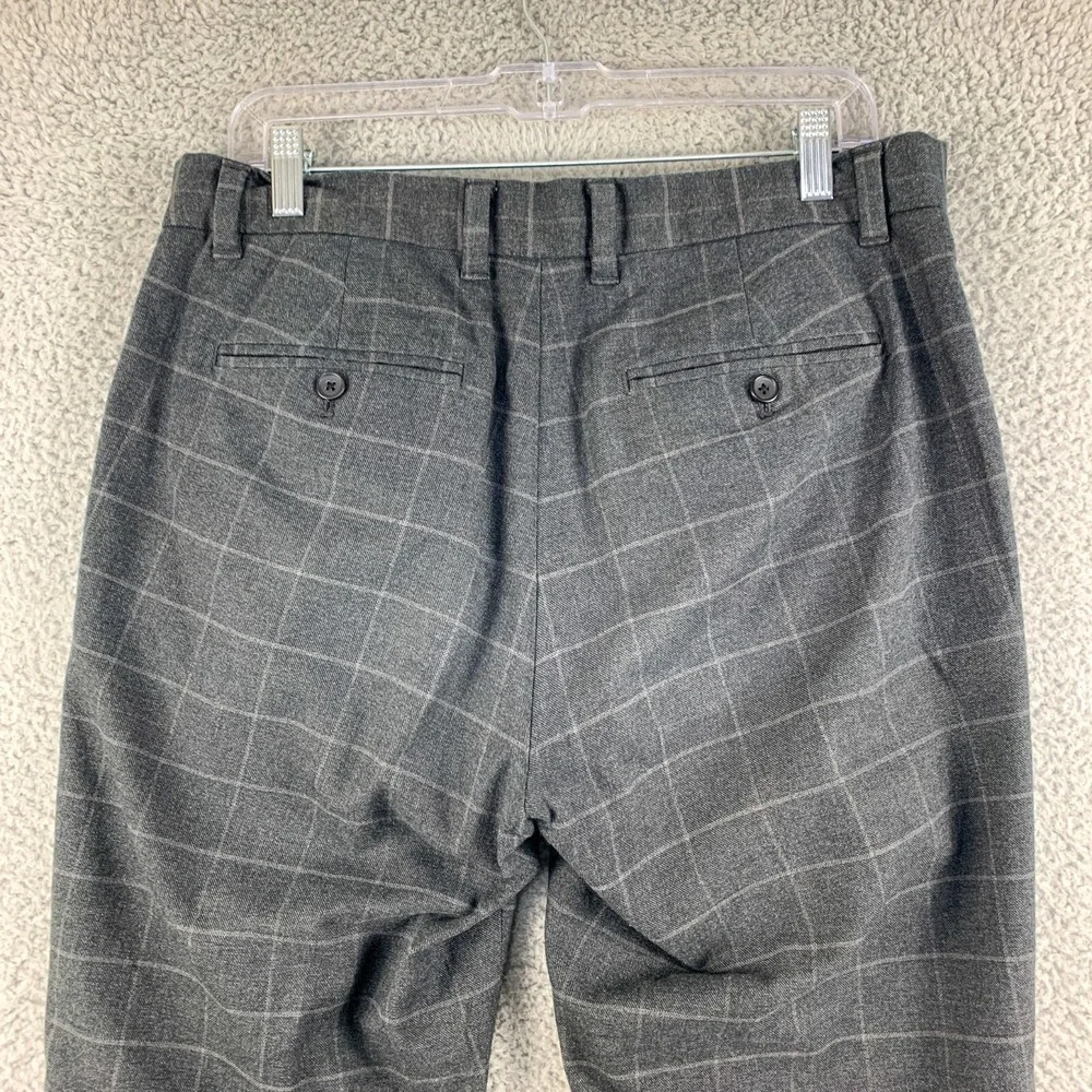 Banana Republic Aiden Pants Mens 32 Gray Plaid Business Casual Khakis Fit 34x28‎
